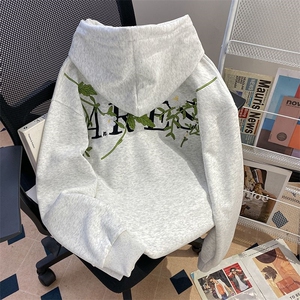 万针刺绣结构设计重磅秋冬全棉高品质美式高街连帽卫衣外套 Y7693图片