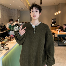 Cleanfit珠地设计感亨利领毛衣慵懒风手工缝线针织衫外套秋冬F06，男装针织衫/毛衣，星座506