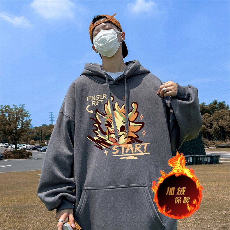 龙年新年卫衣冬季美式加绒加厚连帽卫衣外套DL1800特P35加绒特40,男装卫衣,电商A486