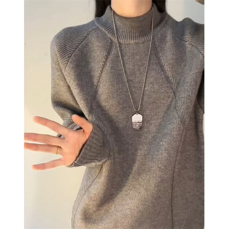 半高领休闲针织衫女2025年春秋纯色内搭半袖打底毛衣T恤MH150，男装T恤，星座1116A（原606A-3）