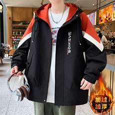 美式开衫秋冬季外套男宽松潮流帅气加绒加厚夹克冬A436-6805-P85，男装夹克，电商A436