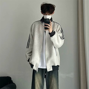 抖音得物高品质 美式高街重磅结构设计拼接织带立领卫衣外套 CM42图片