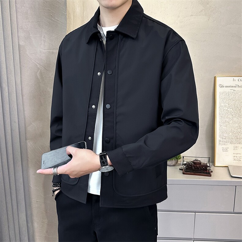 @店主-抖音男士高端针织拼接假两件工装夹克外套505-P100图片