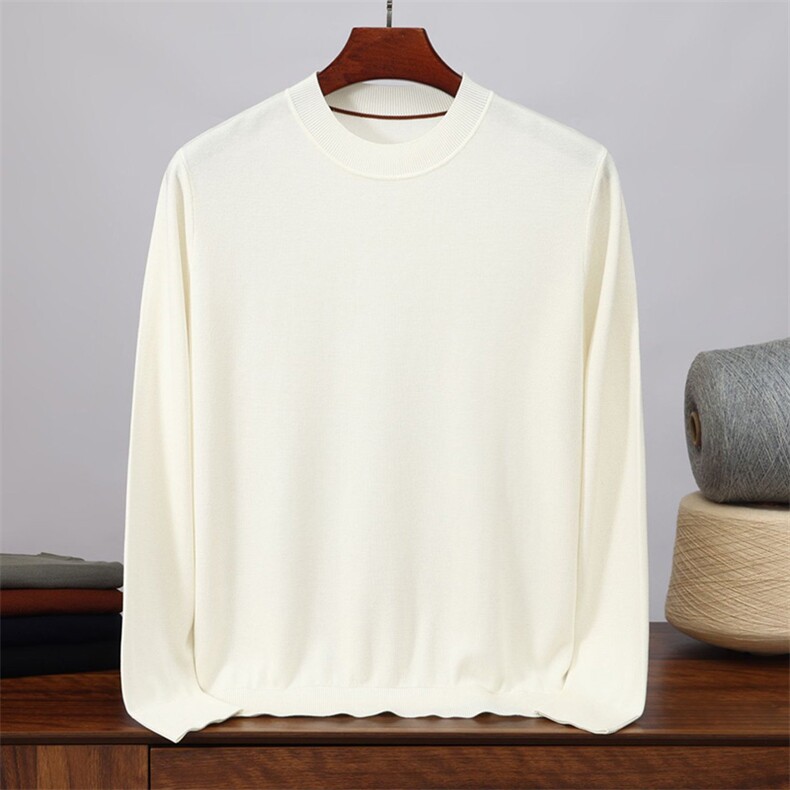 2025年秋季常规圆领时尚百搭通勤休闲长袖，男装针织衫/毛衣，伊雪娇羊绒