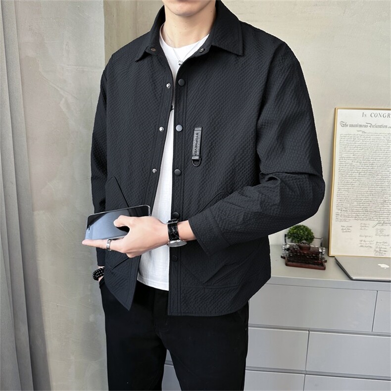 2025秋季店主风新款翻领格子工装简约休闲夹克外套男JK152-P110,男装夹克,电商A413