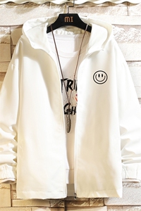 JK65224-P45 连帽夹克男大码胖子棒球服上衣外套 砖墙挂拍图片