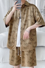 2024夏季新款旋律风车大码休闲短袖衬衫套装M-5XHQ24419-P75，男装休闲套装，电商A022