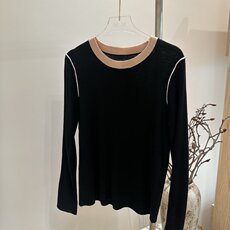 2025年秋季常规款通勤套头单件长袖秋季撞色百搭针织打底衫，女装针织衫/毛衣，沐策羊绒