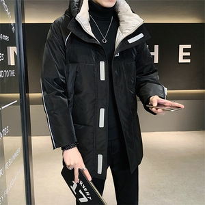冬季新款 中长款连帽修身羽绒服反光条休闲保暖外套YR8038-P290图片