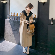 卡其色针织披肩连衣裙女2025秋季新款韩系慵懒风宽松显瘦衬衫长裙，女装连衣裙，2C159