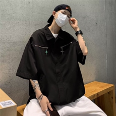 五分袖夏季青春流行衬衫新款潮标准慵懒日系男ins日常9239P53，男装衬衫，星座410-2