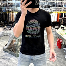 新款高端精品欧货夏季男T恤短袖潮流抖音A227B-A-733龙-P43，男装T恤，电商A227B（原钱塘4066-1）