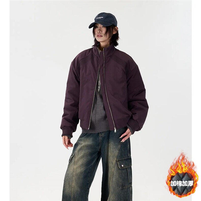 网图 潮牌美式解构立领棒球服棉衣男秋冬中性风保暖棉服特P68图片