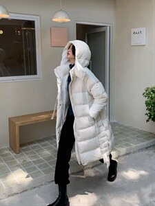 韩版编织长款羽绒服图片