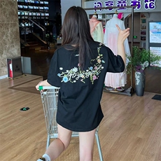 万针全刺绣工艺抖音得物高品质260克重磅纯棉双纱美式高街短袖T恤，男装T恤，电商A486