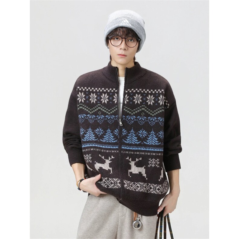 1506-1/MA9361/P72费尔岛毛衣女polo领提花针织开衫,男装针织衫/毛衣,星座1506-1