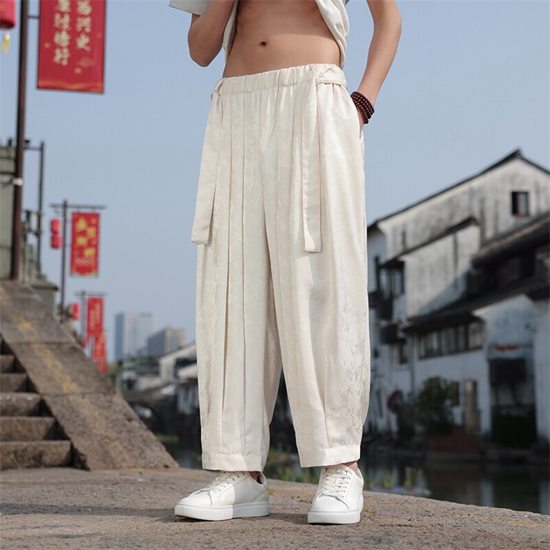 2025春夏新款风提花休闲裤男士宽松大码阔腿哈伦裤K2509-P75图片