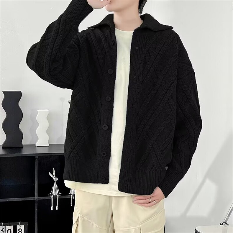 美式菱形格开衫毛衣男慵懒风休闲针织衫F840P60,男装针织衫/毛衣,星座1116-2