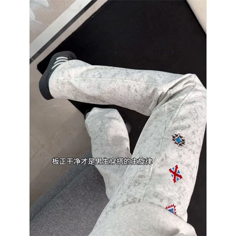 刺绣弯刀卫裤男春季小众设计感阔腿裤复古休闲运动裤LC3411-P39,男装休闲裤,星座1008