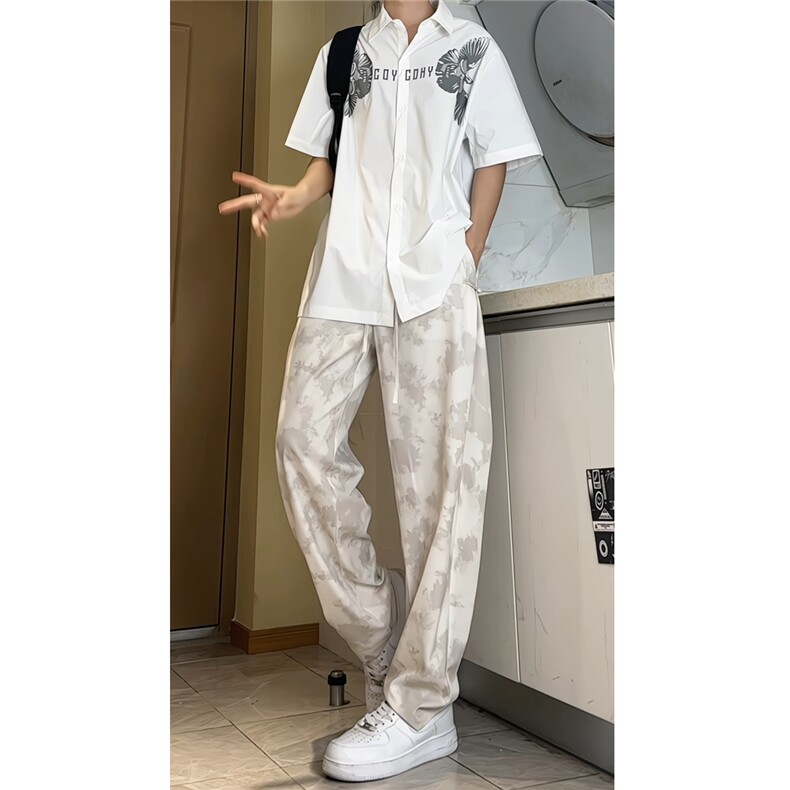 2025夏装飞鹰印花短袖衬衫男夏季宽松休闲半袖衬衣CS608-特P40,男装衬衫,电商A006