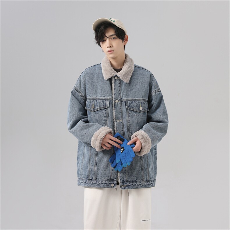 现货加绒牛仔棉服男冬季棉衣外套羊羔绒翻领夹克毛领MY2220-P110,男装夹克,星座1103-3