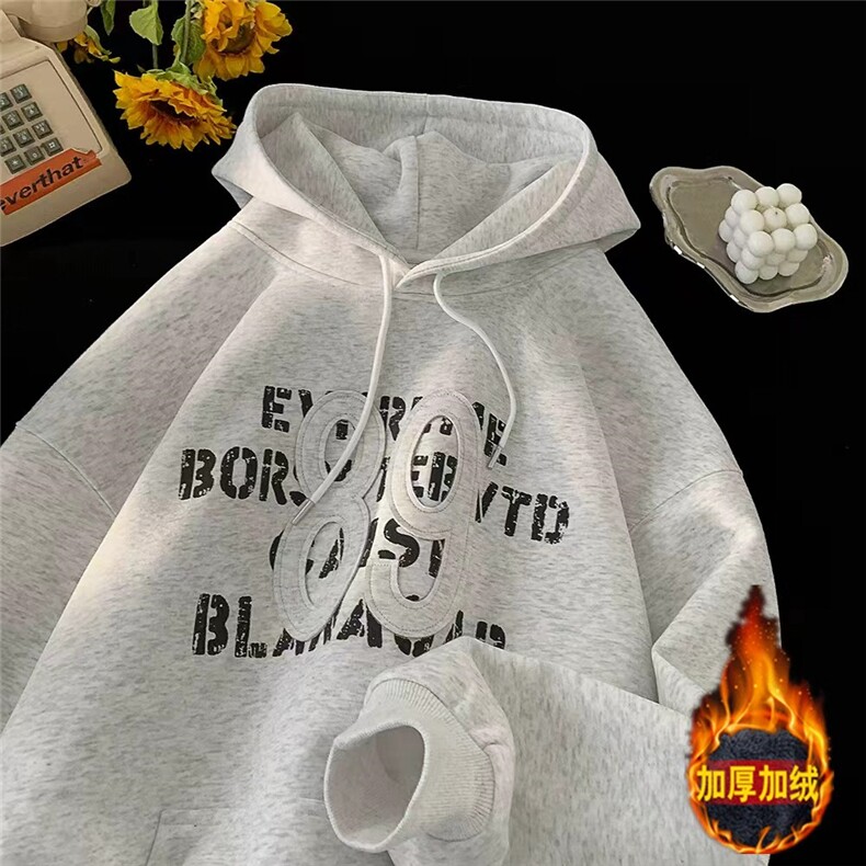 904-2-CD617-P55加绒65秋冬季设计感连帽卫衣保暖男女青少年外套，男装棉衣，星座904-2