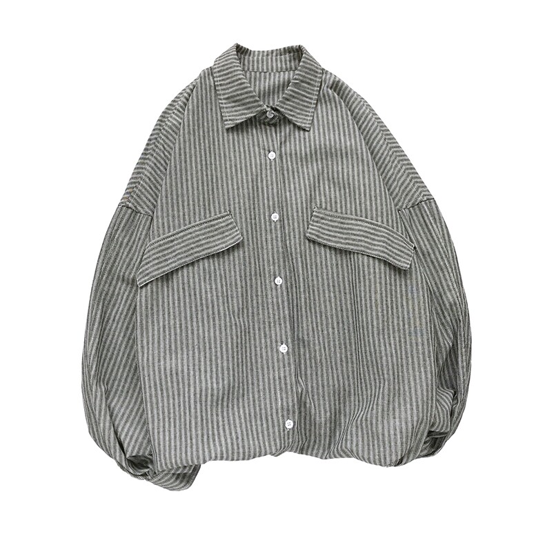 20秋季长袖条纹衬衫宽松休闲条纹衬衫男款舒适纯棉衬衫D200P35,男装衬衫,星座312B-1