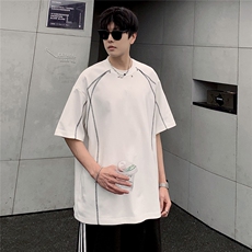 美式复古手工刺绣装饰T恤休闲宽松百搭圆领短袖男T802-P38，男装T恤，电商C307A