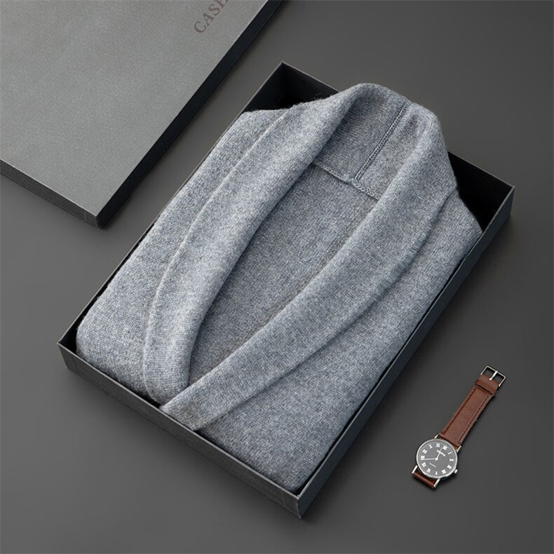 高品质男士青果领四口袋开衫山羊绒毛衣经典商务休闲款舒适保暖，男装羊绒套衫，台绒羊绒