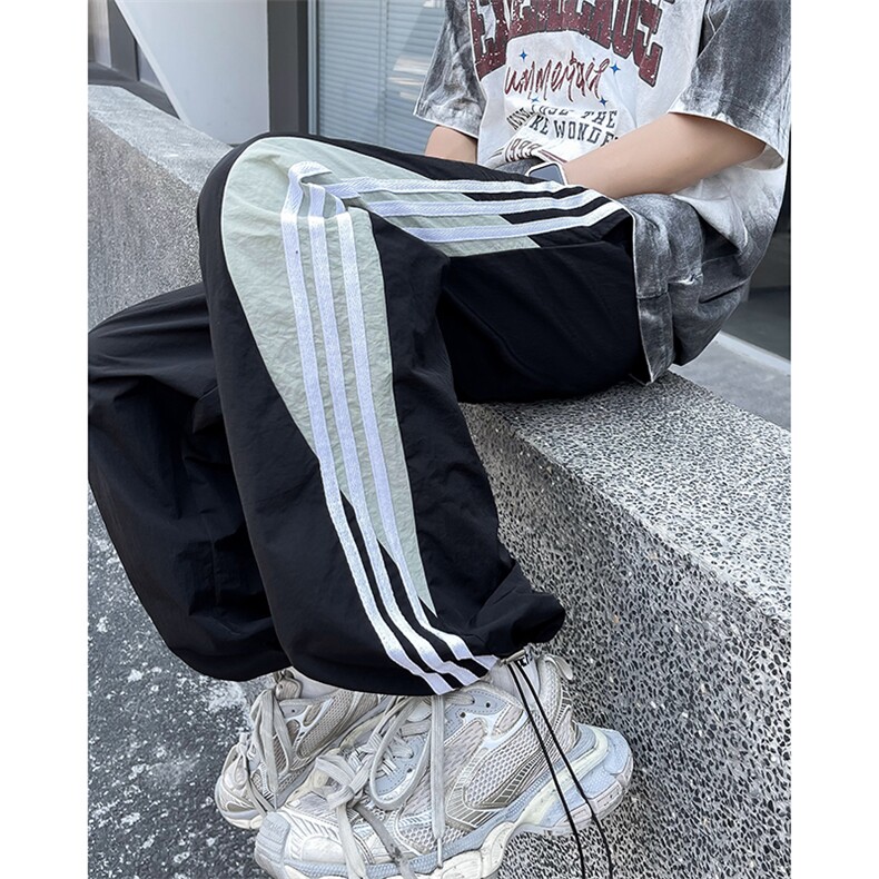 运动裤男夏季潮牌休闲速干裤薄款宽松条纹港风百搭长裤B2200-p40,女装休闲裤,星座1008