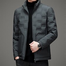 冬季白鸭绒羽绒服立领男中长款新款中年保暖外套上衣ZL7117-P225图片