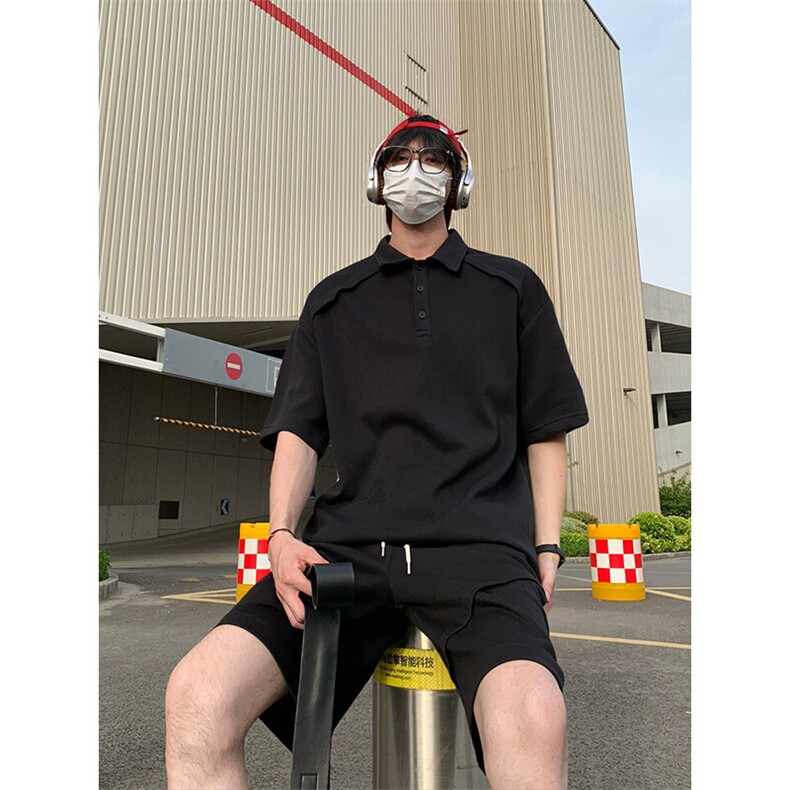 日系polo衫拼接T恤套装T3644上衣特P29控58/DK8615特P29控58,男装T恤,电商A007