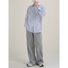 休闲宽松牛津纺水洗内搭条纹长袖衬衫男春秋工装衬衣LS367P37，男装衬衫，星座1013-5