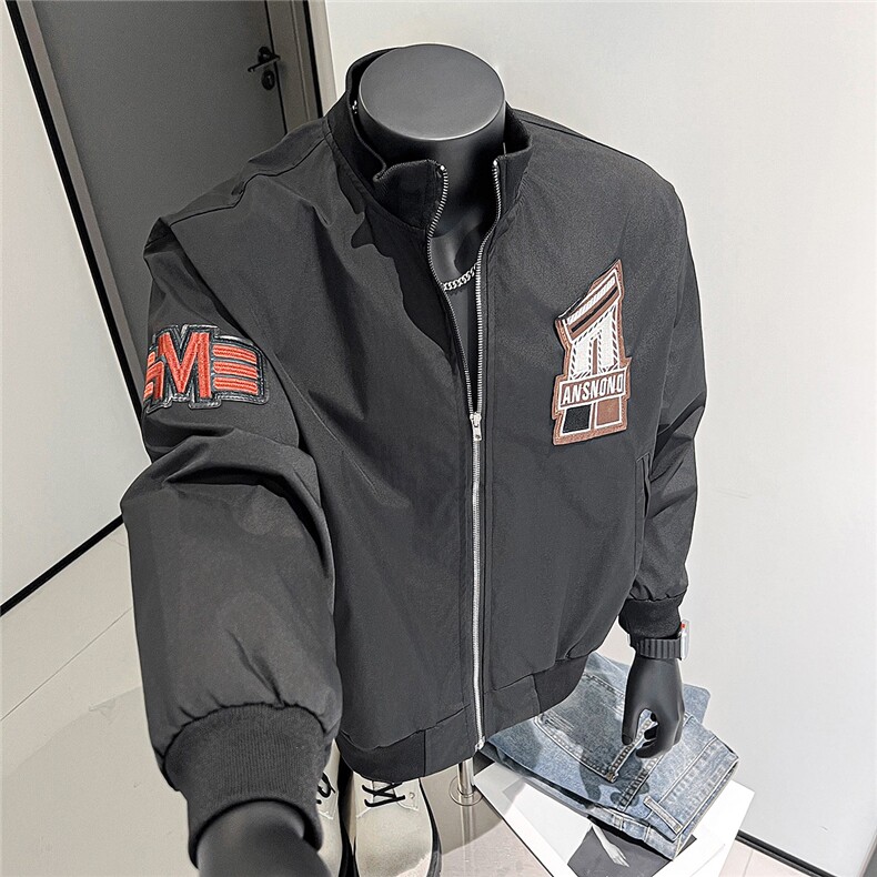 2025春秋新款男士棒球服外套时尚潮流字母刺绣夹克上衣男装贴布绣,男装夹克,星座601-1