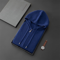 时尚男士加厚羊绒开衫高品质保暖帽衫舒适百搭休闲外套，男装羊绒开衫，台绒羊绒