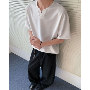 二开！2025年夏装新款美式华夫格短袖宽松 T恤男C213-122-P20图片