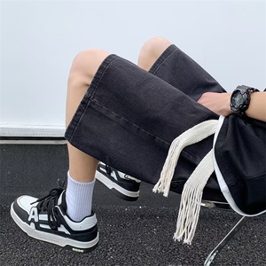 新款高质量休闲短裤潮流五分裤男宽松大码阔腿破洞牛仔高街DK3230图片