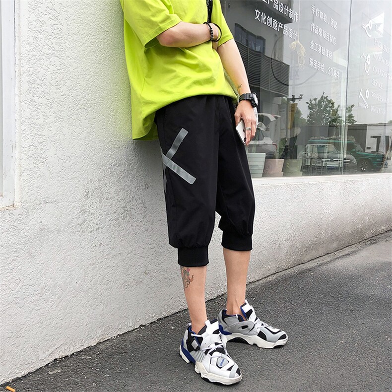 文艺灰色夏季宽松工装裤子日系七分裤A061-K159-P45锦纶90氨纶10,男装休闲裤,电商A061