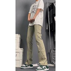美式高街vibe拼接黄泥牛仔裤修身直筒裤XZ310A-4-NZ27SY，男装牛仔裤，星座310A-4
