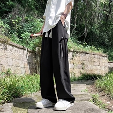 立体包边男款夏季风潮牌设计感大码宽松阔腿直筒长裤子K2840，男装休闲裤，星座1116A-1（原606A）