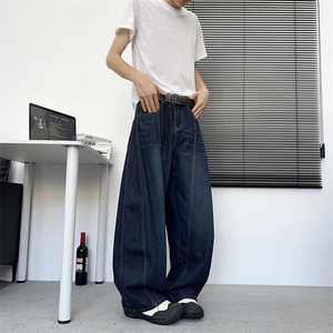 美式vibe复古弯刀廓形牛仔裤男女春夏新款阔腿坠感拖地裤N731-P52图片