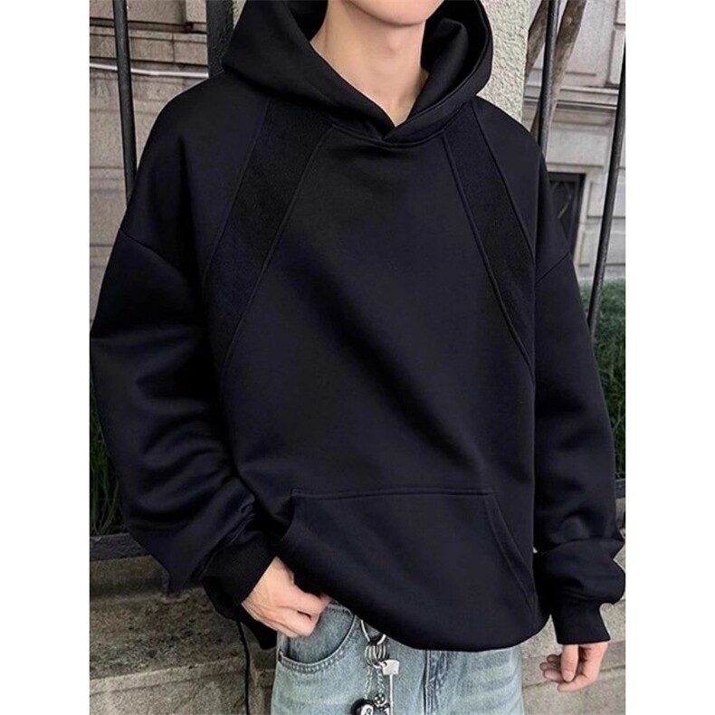 连帽卫衣男新款秋冬季纯色帽衫男美式高街宽松外套WY1112-P46图片