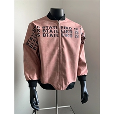 牛仔百搭休闲美式复古刺绣绒棒球服外套男女秋季高街夹克潮牌，男装夹克，星座715-4