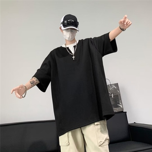 现货！假两件260G重磅T恤高级感小众设计感五分袖LRT07-P40图片