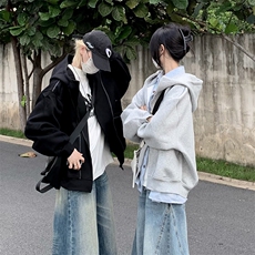 抖音得物高品质秋冬美式高街重磅结构辑明线纹理连帽卫衣外套W111，男装卫衣，电商A486