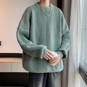 针织衫男女韩版潮流宽松百搭帅纯色2024秋冬ins毛衣外套MZ473-P48图片