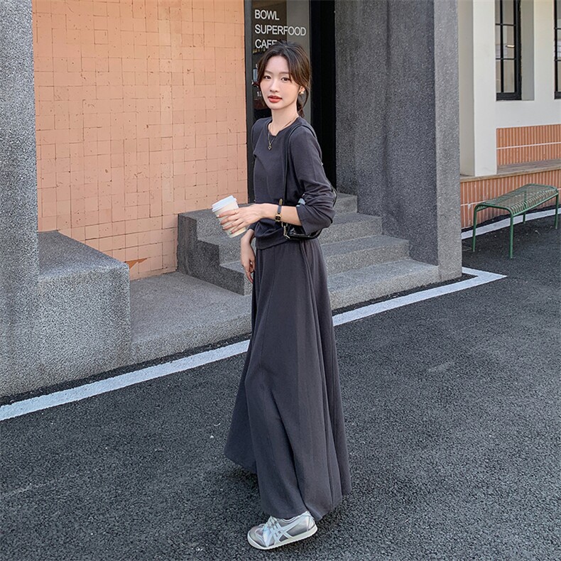 法式气质设计感修身上衣套装女2025春秋季新款显瘦高腰长裙两件套,女装套装/套裙,C位