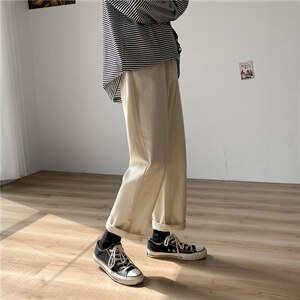 大量现货/主推港风宽松米白牛仔裤A338-1/HK23/P50图片