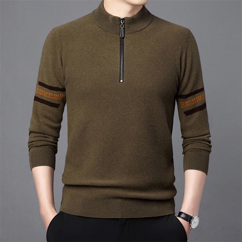 CM61109钱塘2020-2中年男士冬季厚款半高领商务休闲羊毛衫P160,男装针织衫/毛衣,钱塘207-2