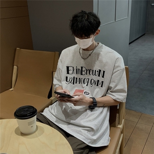 港风字母印花大码短袖T恤男DT77774P18块特价控38：供抖音视频图片